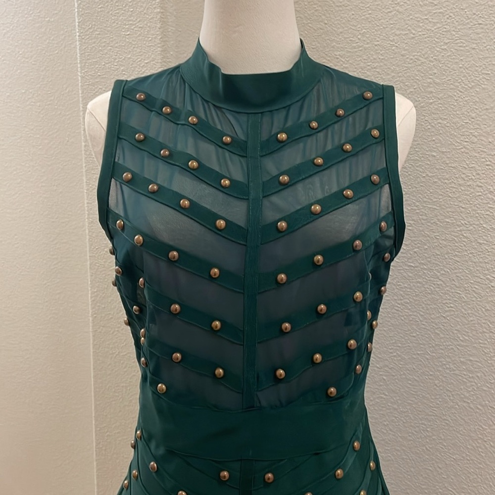 Fashion Nova Green Mock Neck Bodycon Midi Dress